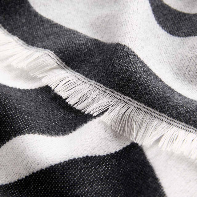 M&S black woven geometric scarf, imported from the UK