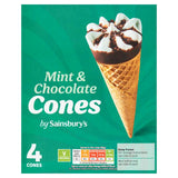 Sainsburys Mint Chocolate Cones 4x110ml