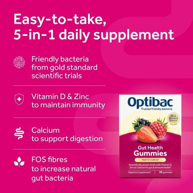 Optibac gut health gummies 30 gummies, imported from the UK