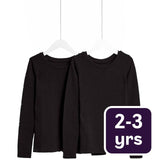 M&S Unisex Heatgen Thermal Tops for Children 2-3 Years Black 2-Pack