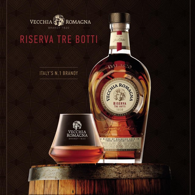 Vecchia Romagna brandy Riserva Tre Botti 1820 70cl (British brand)