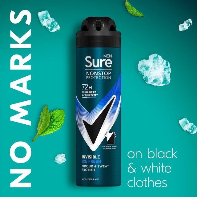 Sure men's anti-perspirant deodorant spray Invisible Ice 150ml (British brand)
