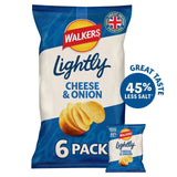 Walkers Lightly Cheese & Onion Potato Crisps Multipack (6 Pack)