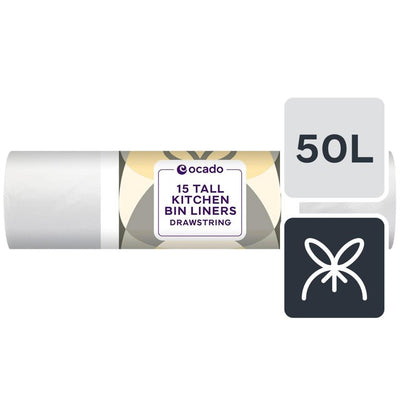 Ocado Tall Kitchen Bin Liners 50L Household Bin Bags