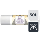 Ocado Tall Kitchen Bin Liners 50L Household Bin Bags