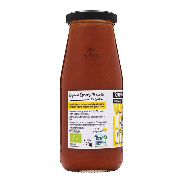 Realfoods cherry tomato passata 420g, imported from the UK
