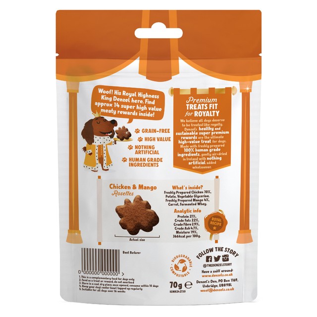 Denzel's chicken and mango dog treats 70g - British product
