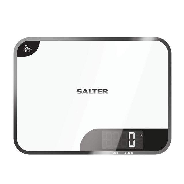 Salter Super Clear White Glass digital kitchen scale 5kg (British brand)