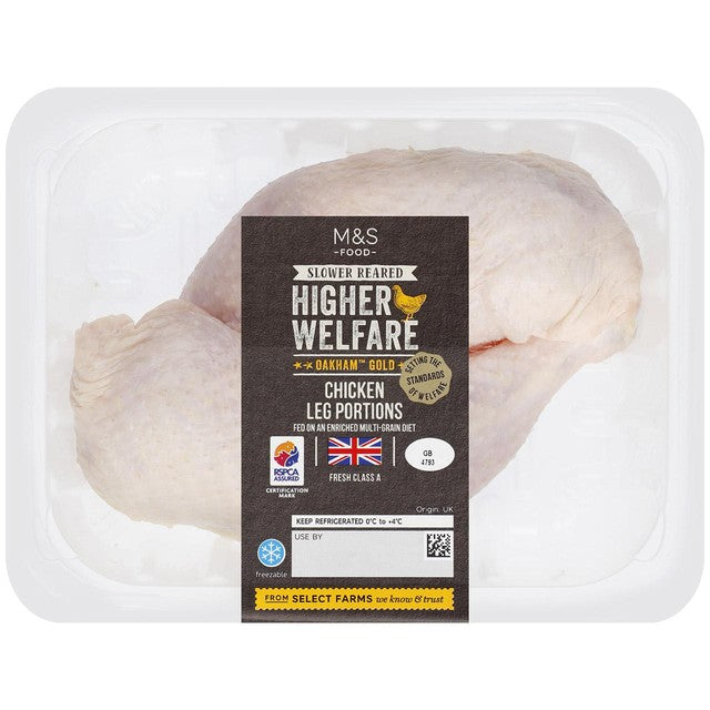 M&S Oakham Gold chicken leg portions 600g, imported from the UK
