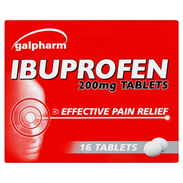 Galpharm Ibuprofen 200mg coated tablets 16 pack, UK version