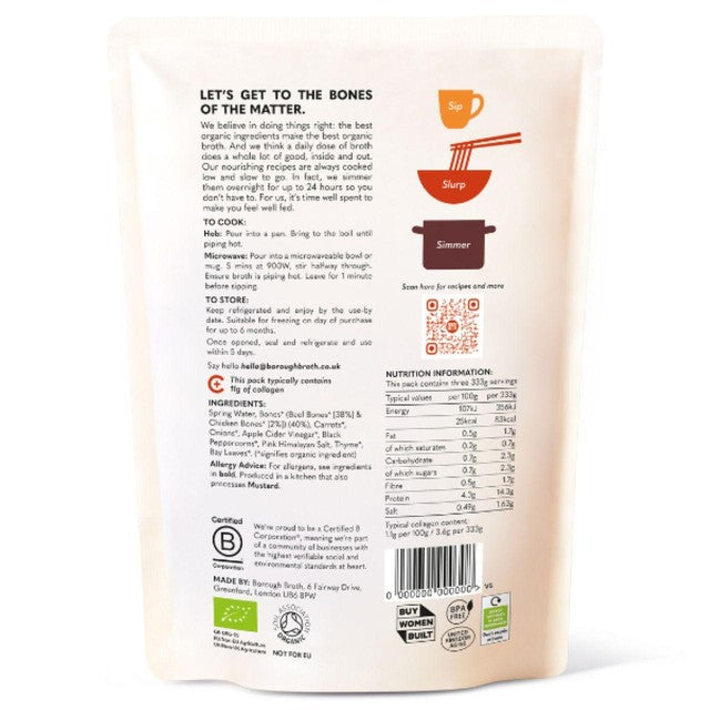 Borough Broth organic beef bone broth 1kg - British product
