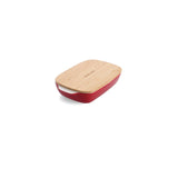 KitchenAid Empire Red 26cm stoneware casserole dish with bamboo lid, UK version