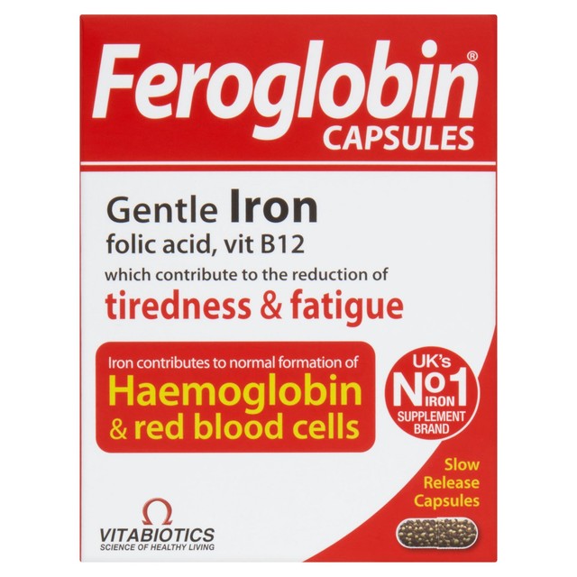 Vitabiotics Feroglobin iron capsules 30 capsules (British brand)