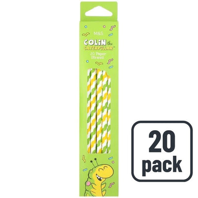 Pailles en papier M&S Colin le Caterpillar, lot de 20