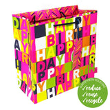 Deva Designs neon pink birthday gift bag medium, imported from the UK