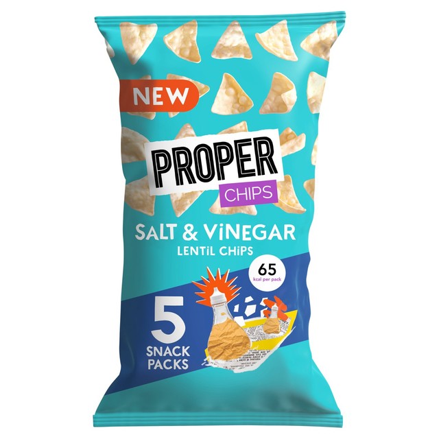 Properchips salt & vinegar lentil chips, imported from the UK