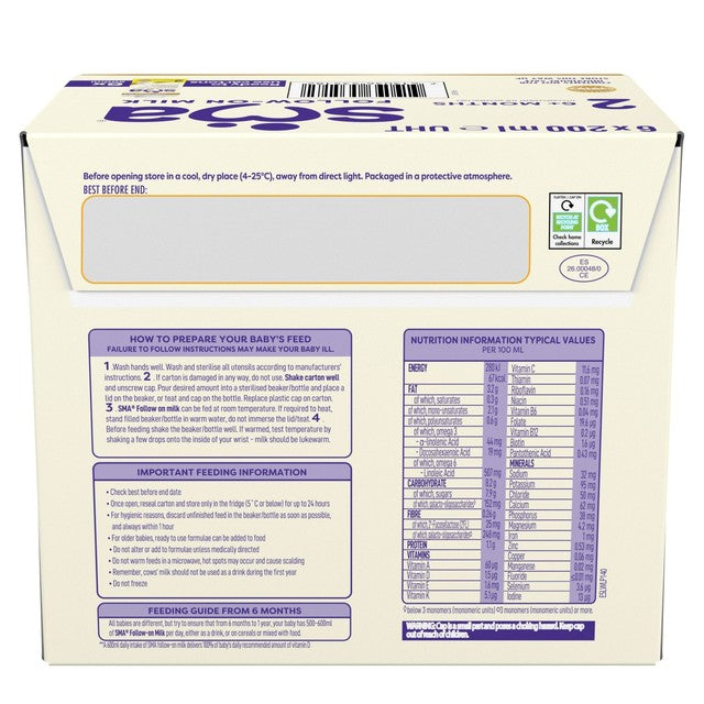 SMA PRO follow-on ready-to-use formula milk 6 x 200ml (British brand)