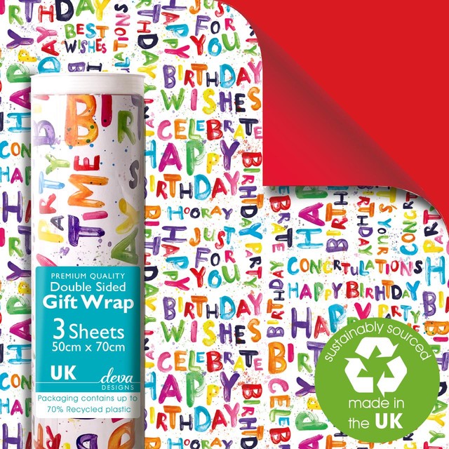 Deva Designs double-sided gift wrap sheets 50x70cm, UK version
