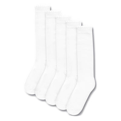 M&S Kids Knee High Socks White 5-Pack Size 6-8