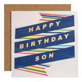 M&S Patterned Son Birthday Card 15x15cm