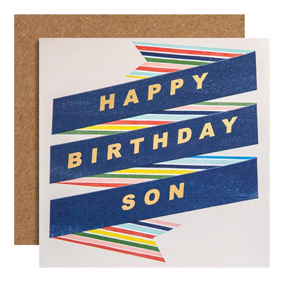 M&S Patterned Son Birthday Card 15x15cm