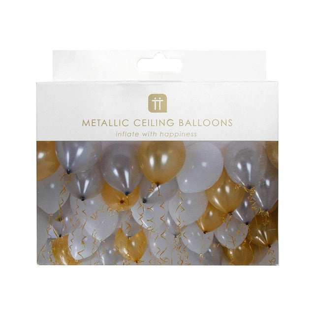 Talking Tables gold silver white latex balloons 30 pack 30cm (British brand)