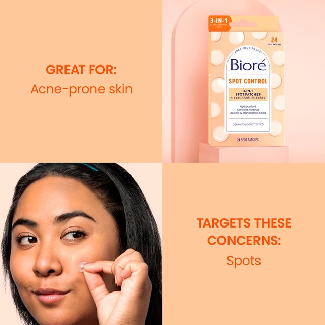 Biore Spot Control 3-in-1 Acne Spot Patches 24 Pack - British product