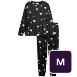 M&S Crew Polished Fleece Pyjama Set Black Mix Medium