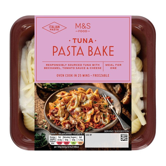 M&S Tuna Pasta Bake ready meal 400g, imported from the UK