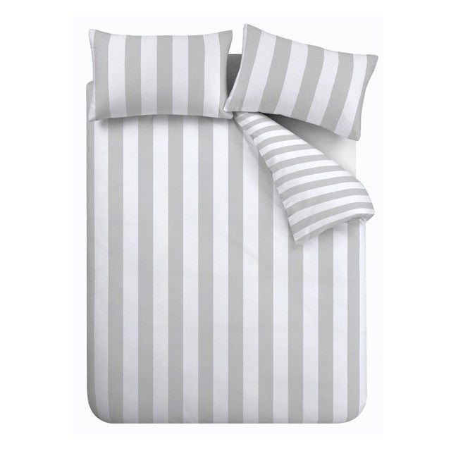 Catherine Lansfield Cove Stripe Silver King Duvet Set - British product