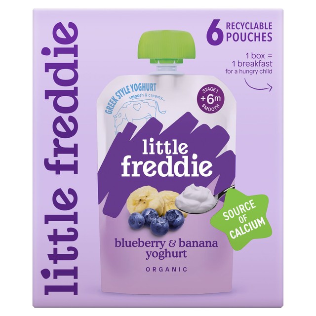 Little Freddie blueberry and banana yoghurt pouch 6 x 100g, UK version