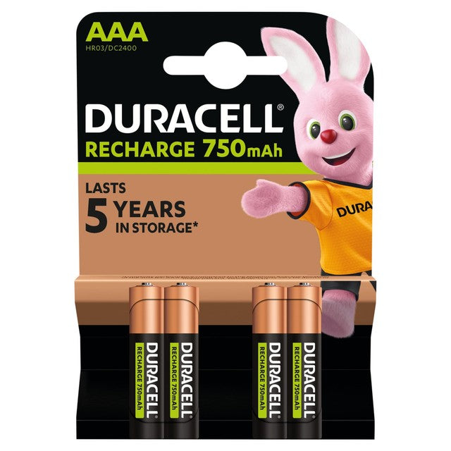 Duracell AAA rechargeable batteries 4 pack - British product