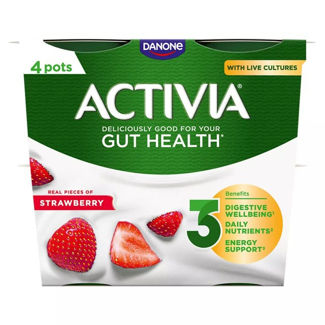 Activia strawberry gut health yogurt 4x115g multipack - British product