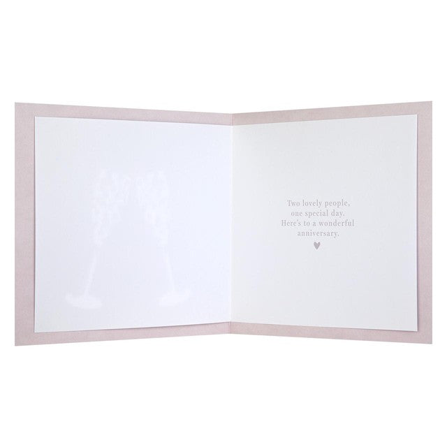M&S Glasses Anniversary Card 19.8cm x 19.8cm, imported from the UK