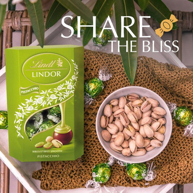 Lindt Lindor Pistachio Chocolate Truffles 200g box, UK version