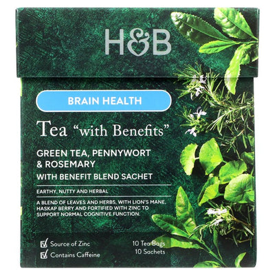 Holland & Barrett Brain Health Green Tea with Benefits 10 Tea Bag Pack