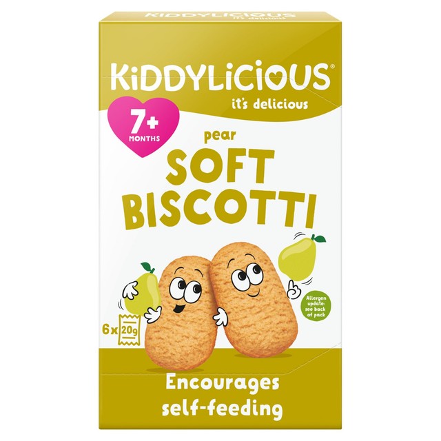 Kiddylicious pear soft biscotti baby snacks 6x20g, UK version