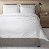M&S bedding set white striped seersucker super king, imported from the UK