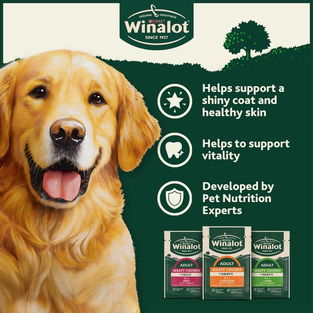 Winalot Meaty Chunks wet dog food pouches 12 x 100g (British brand)