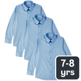 M&S Boys Regular Fit Easy to Iron School Shirts Blue 7-8 Years