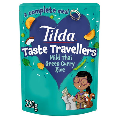 Tilda Kids Taste Travellers Mild Green Thai Curry Rice Microwaveable Rice Meal 220g