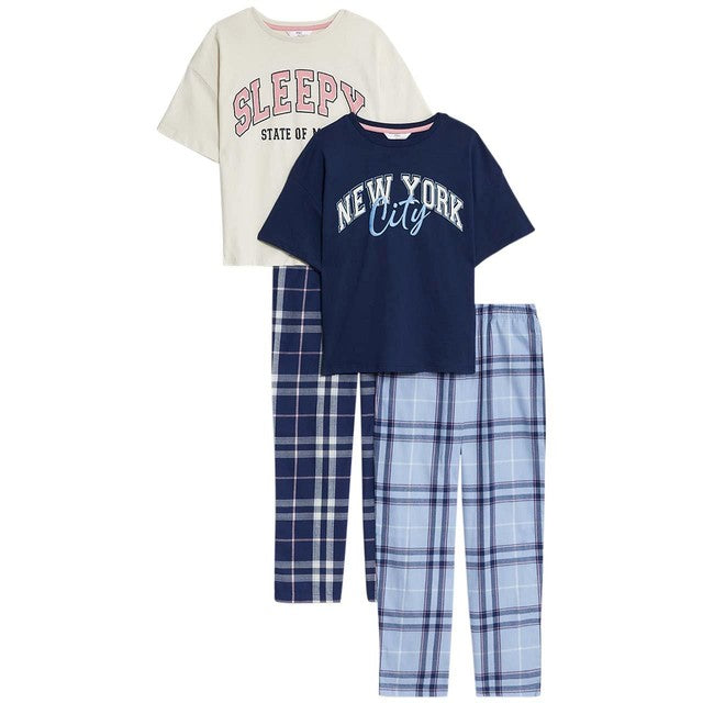 M&S Sleepy Check pyjamas for ages 7-8 years, imported from the UK