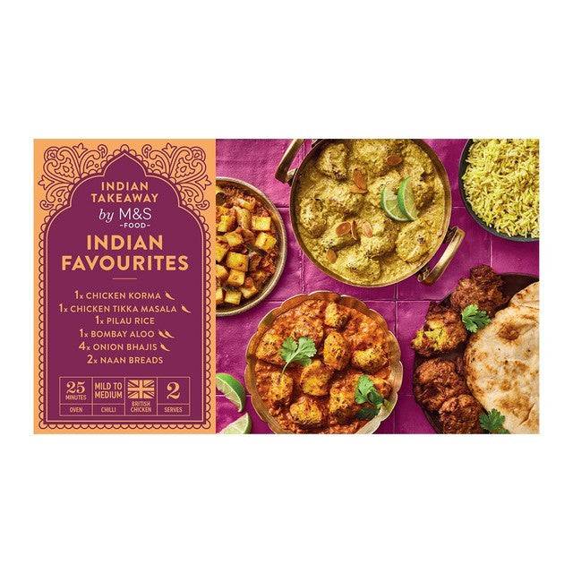 M&S Indian Favourites Takeaway Box 1.39kg, imported from the UK