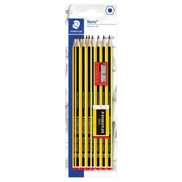 Staedtler Noris HB Pencils Eraser Sharpener Set 10 pack (British brand)