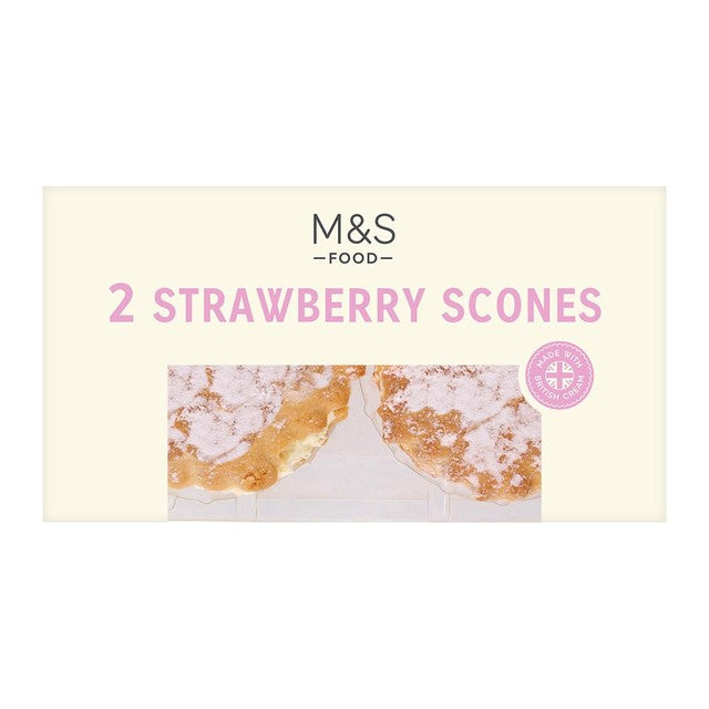 M&S strawberry scones with cream and jam 156g, imported from the UK