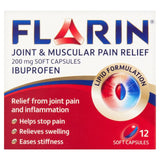 Flarin joint and muscular pain relief 200mg capsules 12 pack - British product