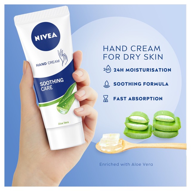 NIVEA Soothing Care Aloe Vera Hand Cream 75ml, imported from the UK