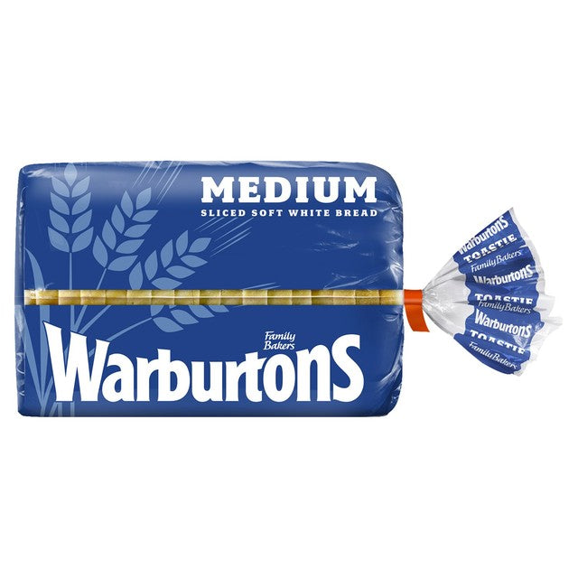 Warburtons white sliced medium bread loaf 400g (British brand)