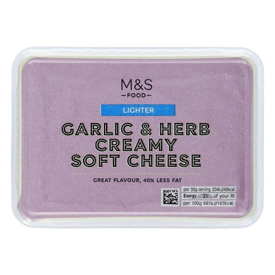 M&S Lighter Creamy Soft Cheese with Garlic & Herbs Soft Cheese Spread 250g