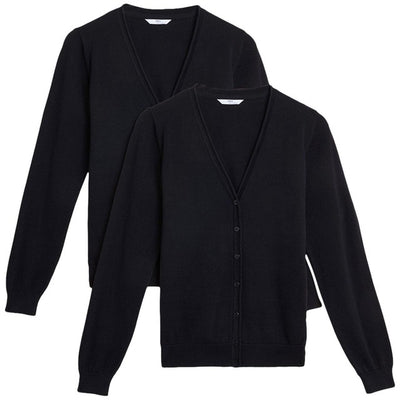 M&S Black 2pk Cotton Children's Cardigan 10-11Y